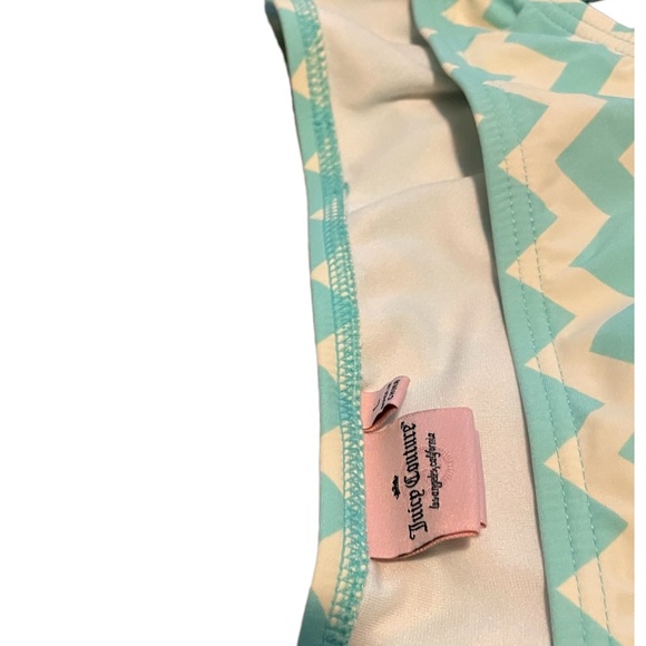 Juicy Couture Bikini Bottoms Teal and White Chevron Tie String - Picture 3 of 3